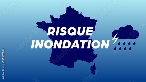 Alerte inondation France. Illustration, bannière vectorielle vigilance inondation et orage.