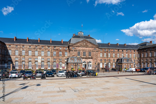 Saverne, France - 09 04 2022: View of the facade of Rohan Castle Museum