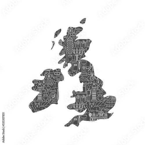 Great Britain Country Line Concept. Vector Illustration of National Symbol.