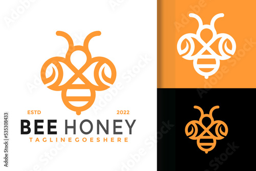 Bee Honey Logo Design, brand identity logos vector, modern logo, Logo Designs Vector Illustration Template