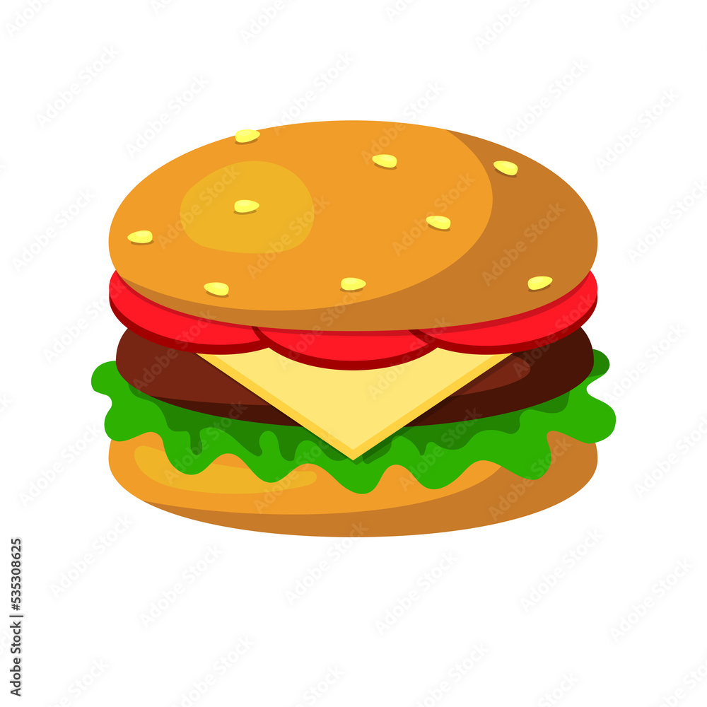 Stylized hamburger or cheeseburger. Fast food food. Vector illustration. Isolated on transparent background Stylized hamburger or cheeseburger. Fast food food. Vector illustration. Isolated on transparent background