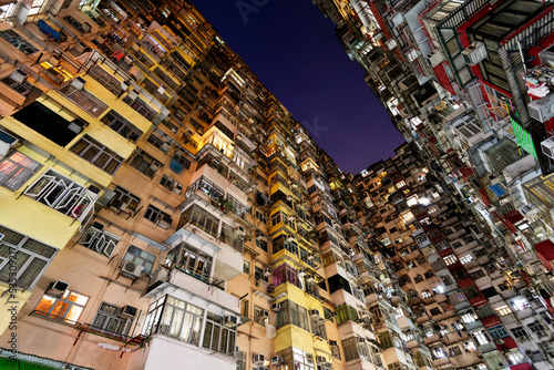 Low angle view of crowded residential building © xy