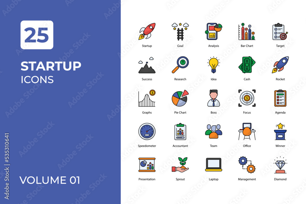 Startup icons collection. Startup icons collection.