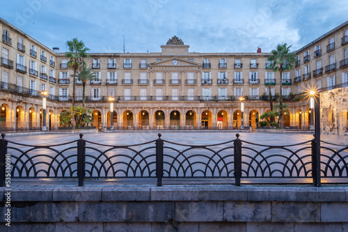 The so called Plaza Nueva Bilbao  a square in old town in classicism style lined with cafes and restaurants