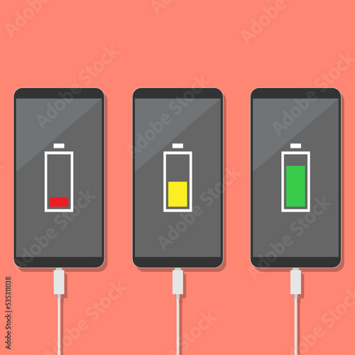 charging smart phones vector illustration. Charger wireless pad for cell phone vector or mobile smartphone inductive recharge illustration, cellphone charge isolated
