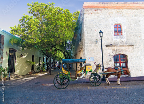 Typical daily scene in the historic center of Santo Domingo, Dominican Republic