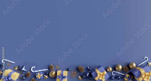 Christmas background with christmas decoration - 3d rendering