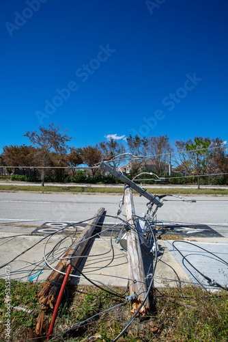 Wallpaper Mural Downed powerlines in Cape Coral Florida after Hurricane Ian passed through. Torontodigital.ca