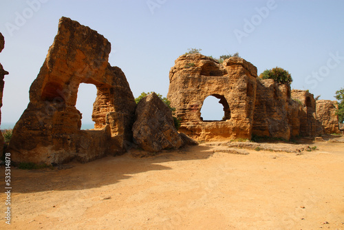 ancient ruins (arcosoli bizantini) in agrigento in sicily (italy)