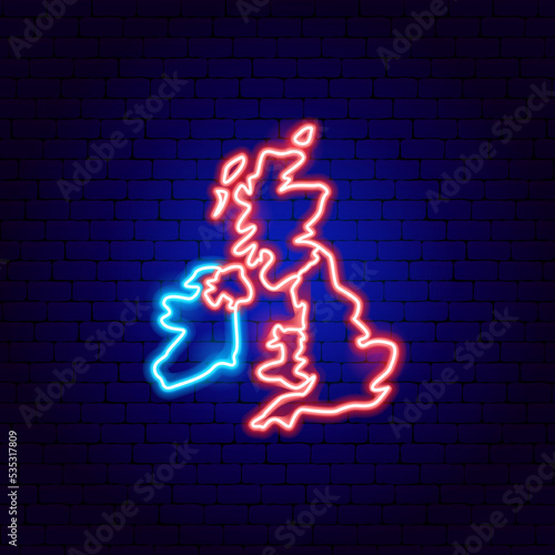 Great Britainn Map Neon Sign. Vector Illustration of Country National Promotion. photo