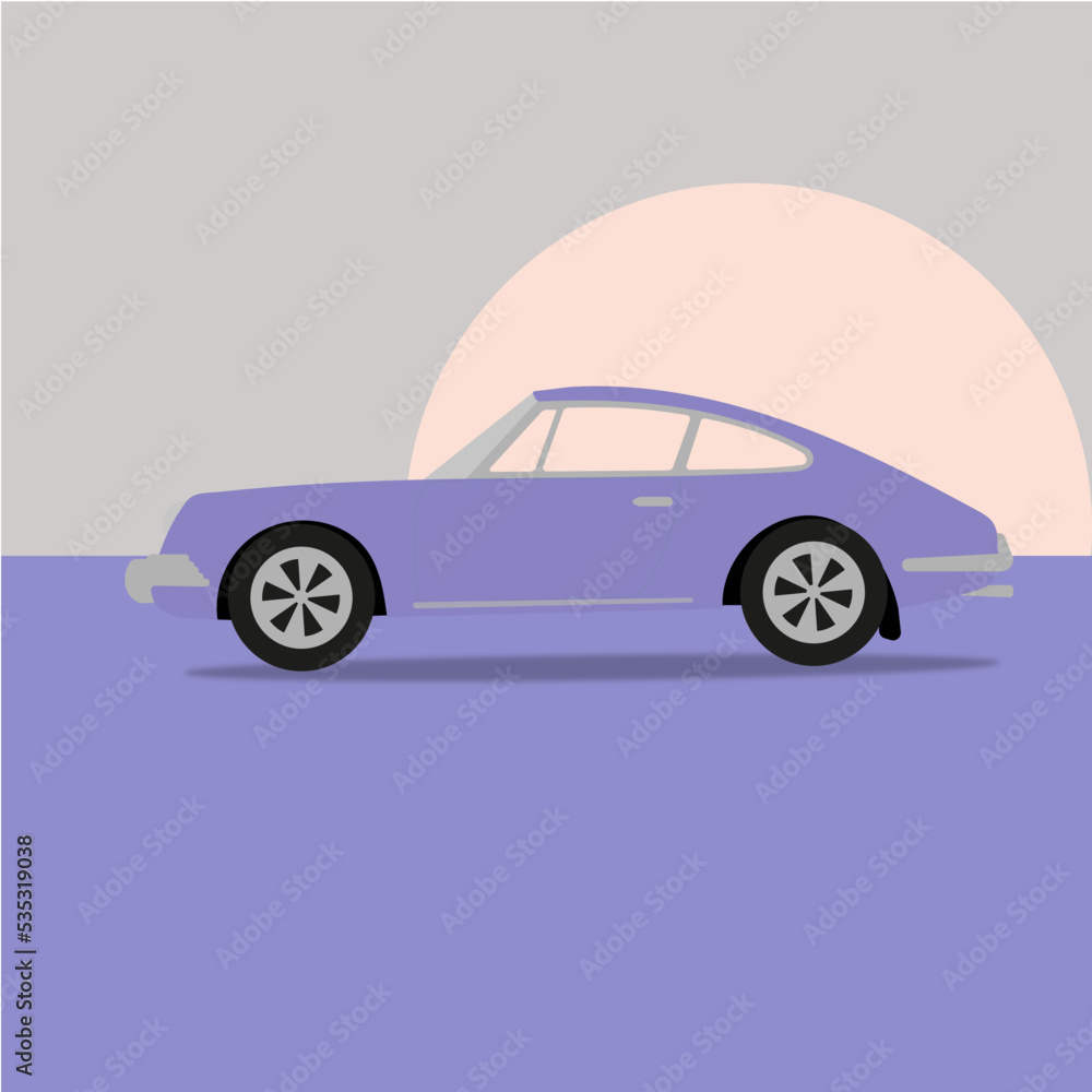Lilac luxury car in flat style silhouette Lilac luxury car in flat style silhouette