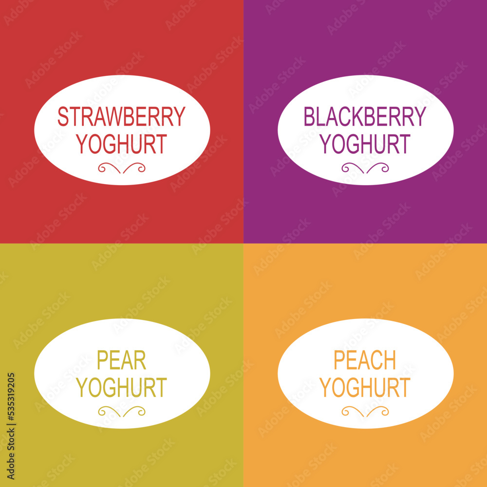 Yoghurt Vintage Design Labels for Bio Shops Packaging isolated on White