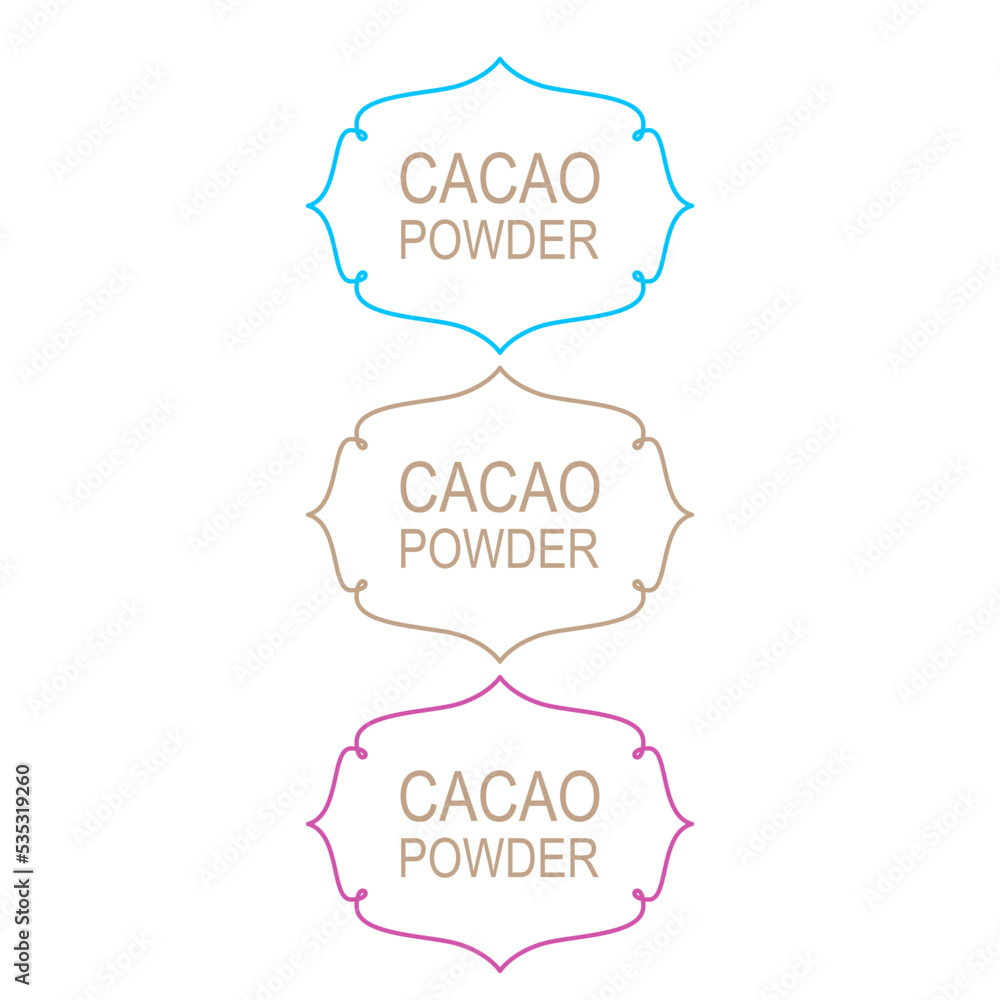 Cacao Powder Labels isolated On White Cacao Powder Labels isolated On White