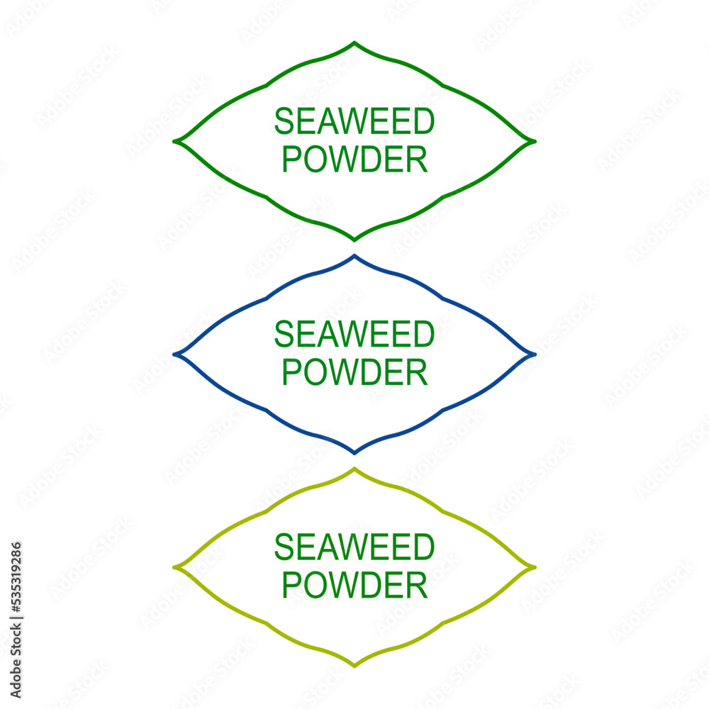 Fototapeta premium Seaweed Powder Labels isolated On White
