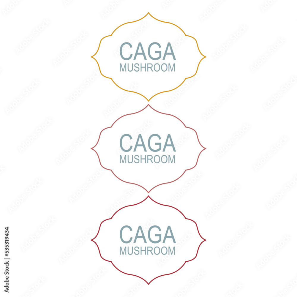 Caga Mushroom Design Labels isolated On White