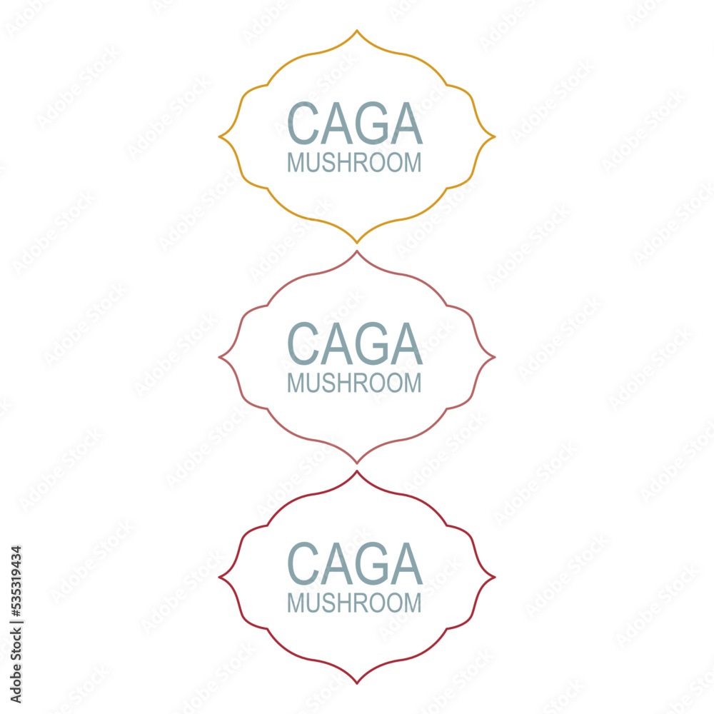 Caga Mushroom Design Labels isolated On White Caga Mushroom Design Labels isolated On White