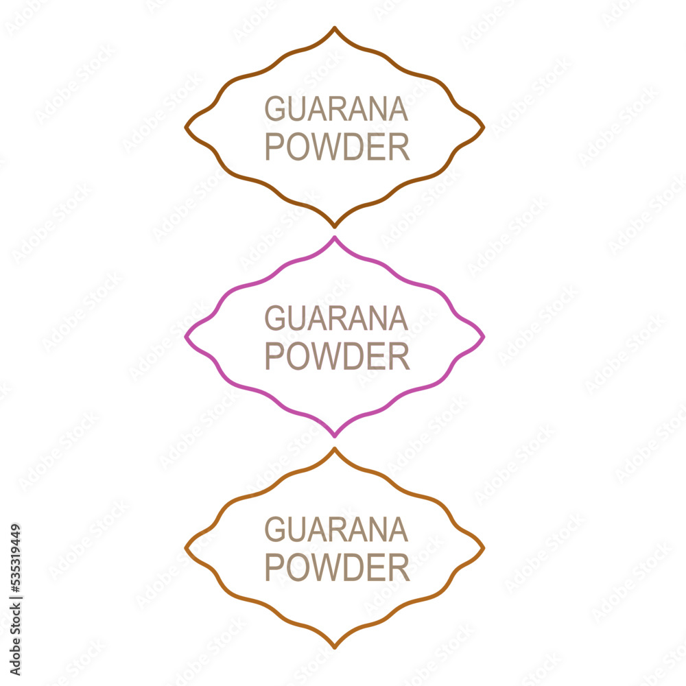 Guarana Powder Simple Design Labels isolated On White Guarana Powder Simple Design Labels isolated On White