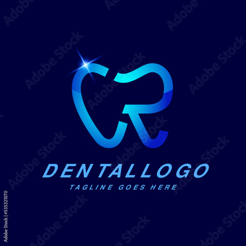 Letter R dental logo vector