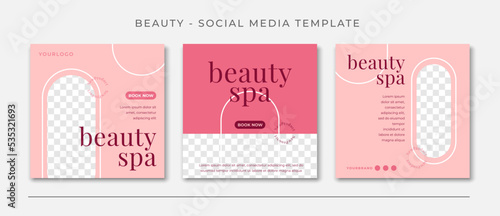 beauty spa pink social media post template design, event promotion banner vector