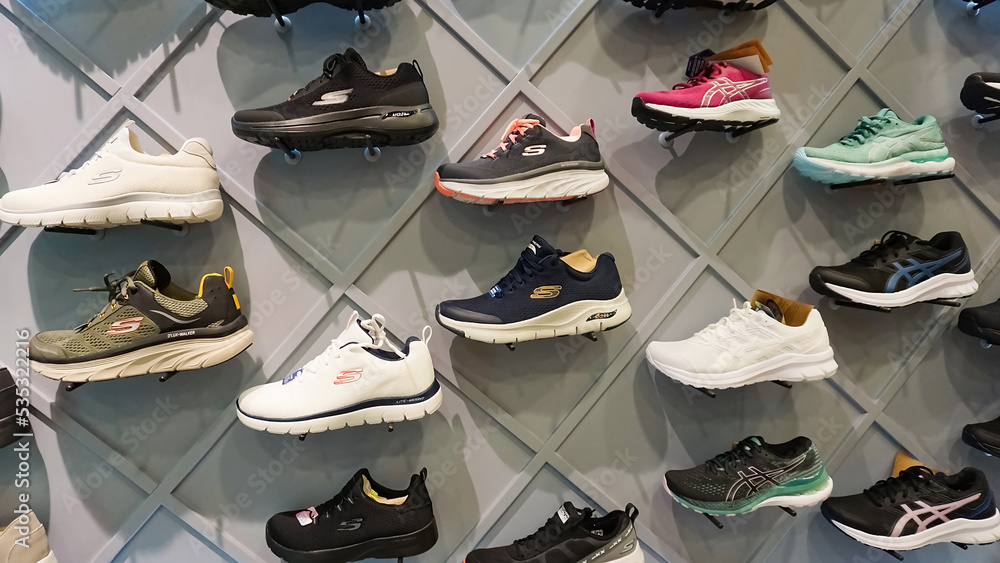 Kiyv, Ukraine - August 30, 2020: Skechers shoes at the shop at Shopping  Mall. Skechers is an American shoes company founded by CEO Robert Greenberg  and his son Michael in 1992 Stock Photo | Adobe Stock
