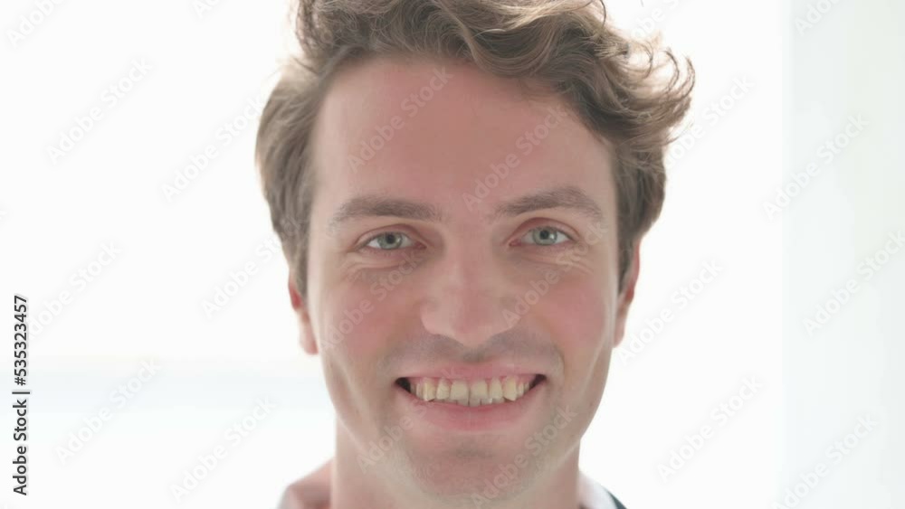 Smiling Face of Young Man, Close Up Smiling Face of Young Man, Close Up