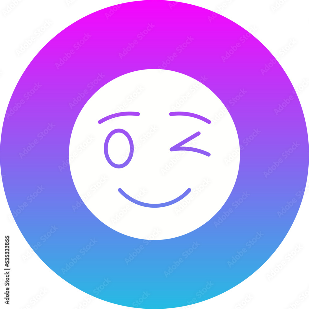 Fototapeta premium Wink Gradient Circle Glyph Inverted Icon