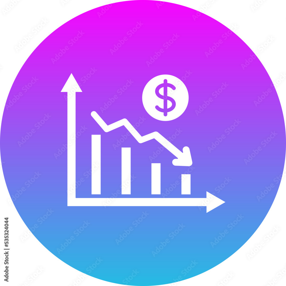 Loss Chart Gradient Circle Glyph Inverted Icon Loss Chart Gradient Circle Glyph Inverted Icon