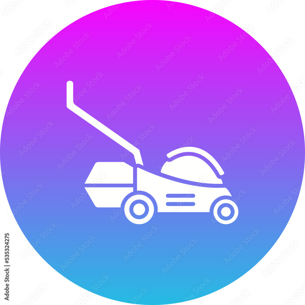 Lawn Mower Gradient Circle Glyph Inverted Icon