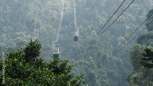 Cable cars at Monserrate mountain in Bogota, the capital and largest city of Colombia.  photo