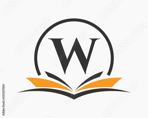 Letter W Education Logo Book Concept. Training Career Sign, University, Academy Graduation Logo Template Design