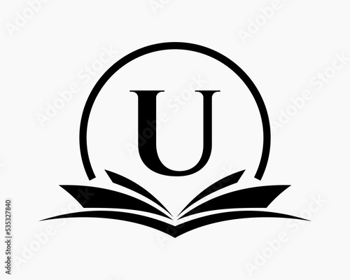 Letter U Education Logo Book Concept. Training Career Sign, University, Academy Graduation Logo Template Design