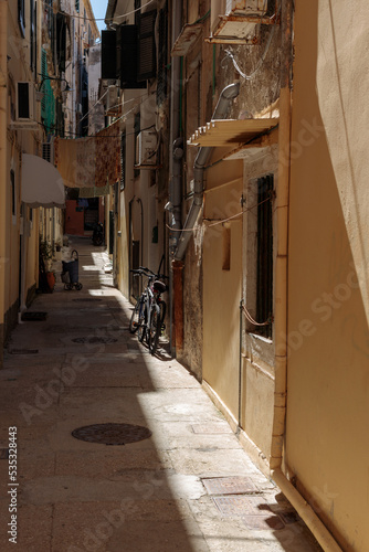 A beautiful narrow street in the old part of Corfu town.