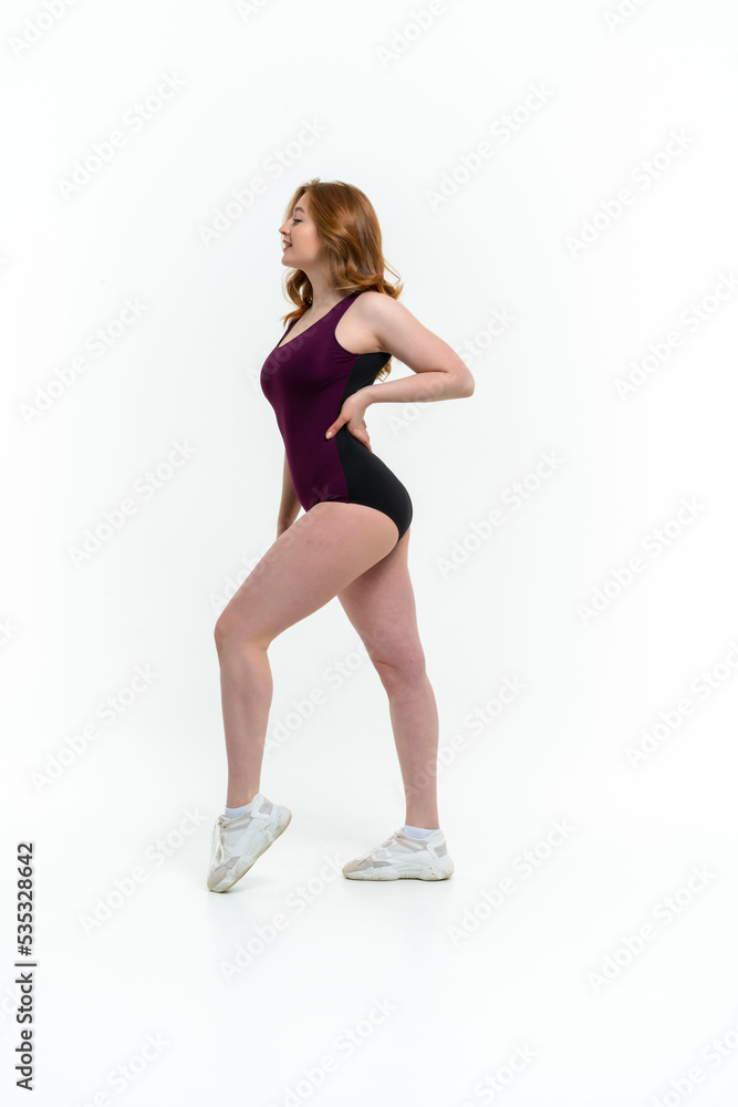 model size posing bodysuit on white background model size posing bodysuit on white background