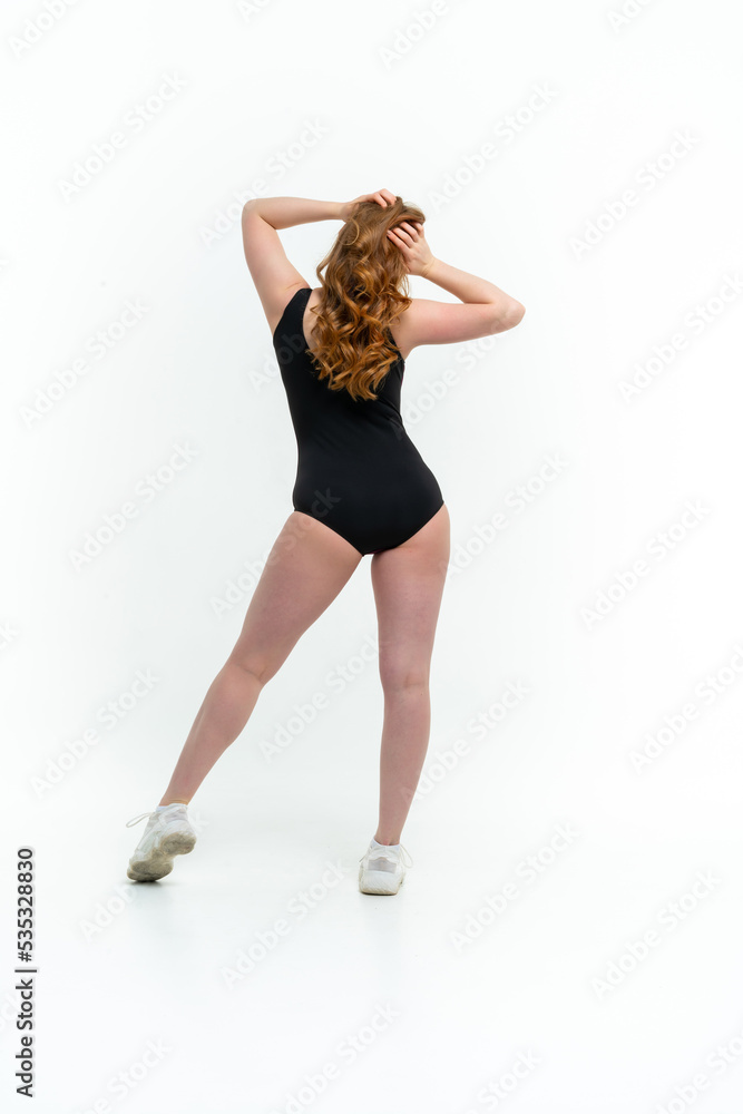 Obraz premium model size posing bodysuit on white background