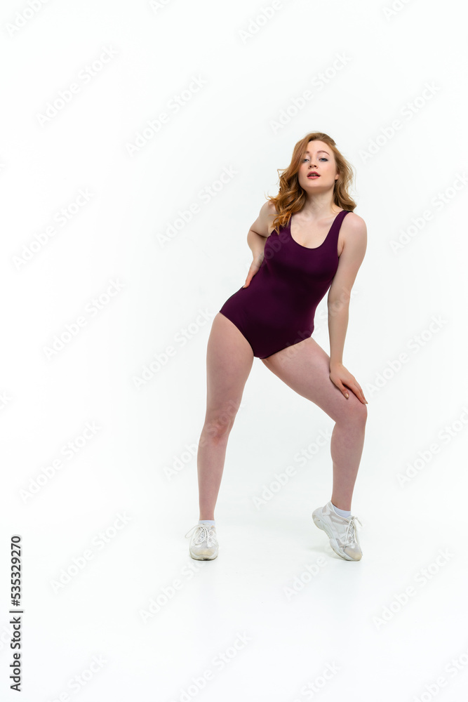 model size posing bodysuit on white background model size posing bodysuit on white background