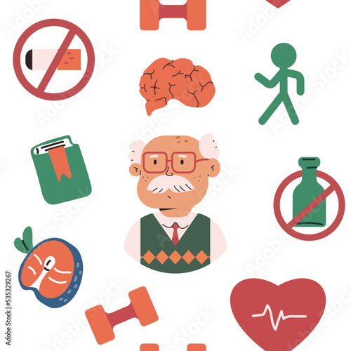 Alzheimer disease vector cartoon seamless pattern background for wallpaper, wrapping, packing, and backdrop.