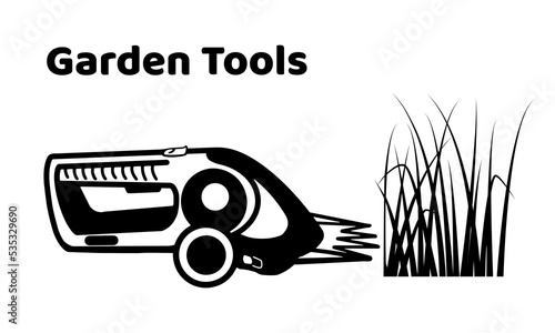cordless garden shears for grass flat style icon vector