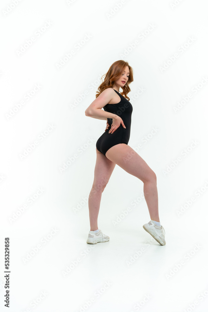 model size posing bodysuit on white background model size posing bodysuit on white background