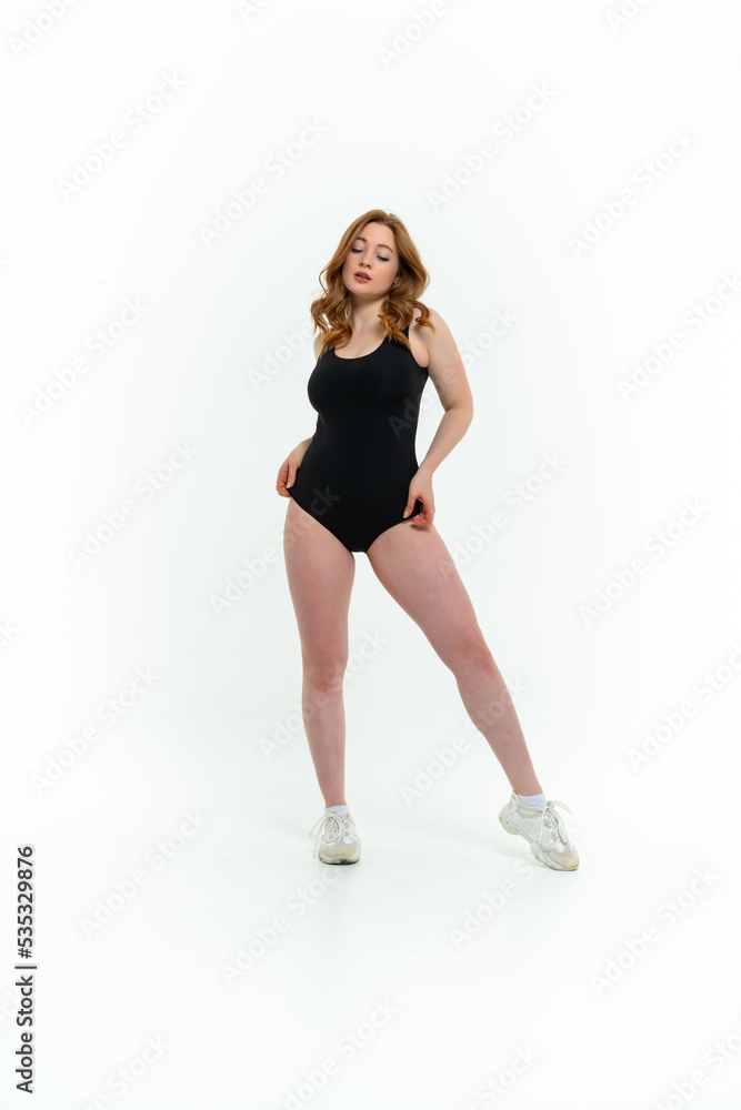 model size posing bodysuit on white background model size posing bodysuit on white background