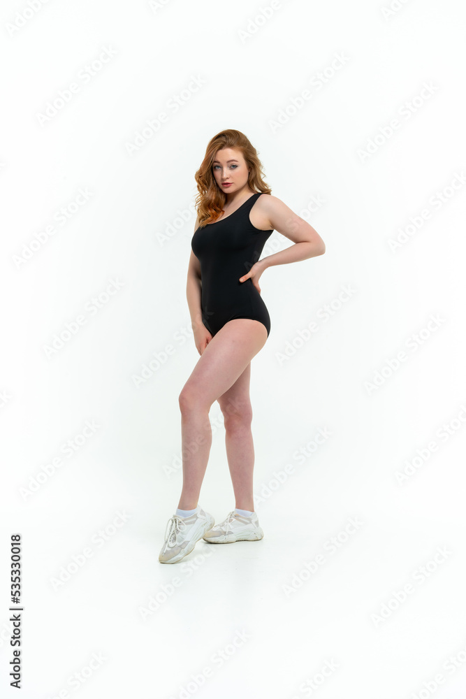 model size posing bodysuit on white background model size posing bodysuit on white background