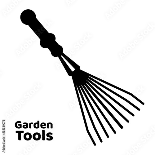 Hand rake garden tool icon black flat