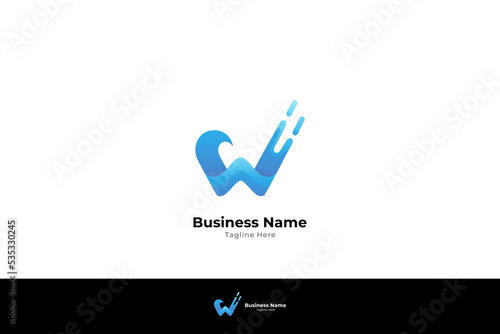 letter W and water splash effect in simple logo design