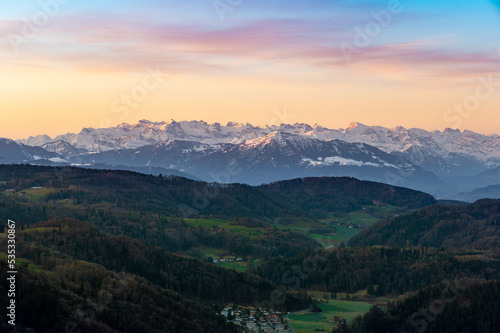First light on the Alps