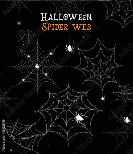 halloween spider web background - stock illustration