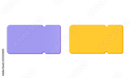 Purple and yellow coupon with an empty space for the text. For cashback and promo code. Bargain shopping. 3d rendering of an isolated online background