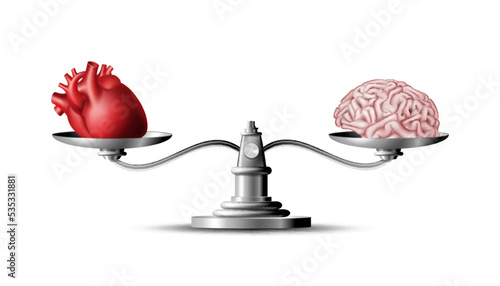 Heart and brain on scales conceptual balance