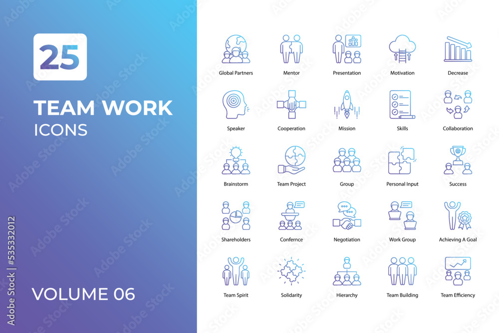 Team work icons collection. Team work icons collection.