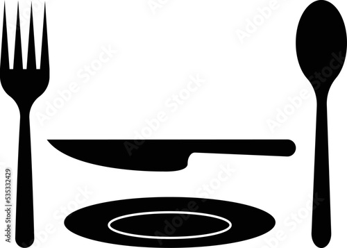 Cultery icon, knife fork spoon sign. Flat design, vector illustration.