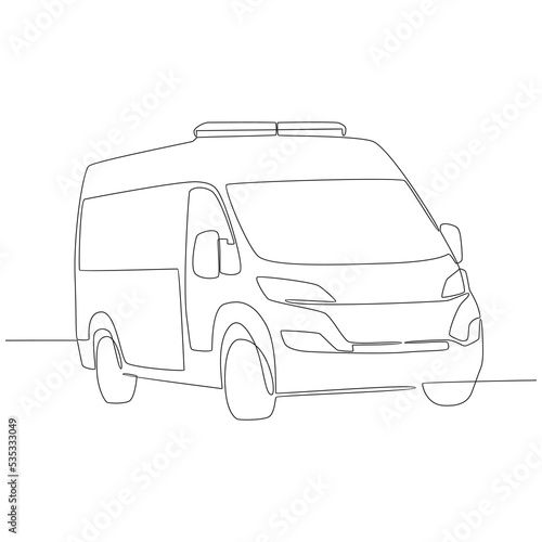 Ambulance Van Continuous Line Drawing