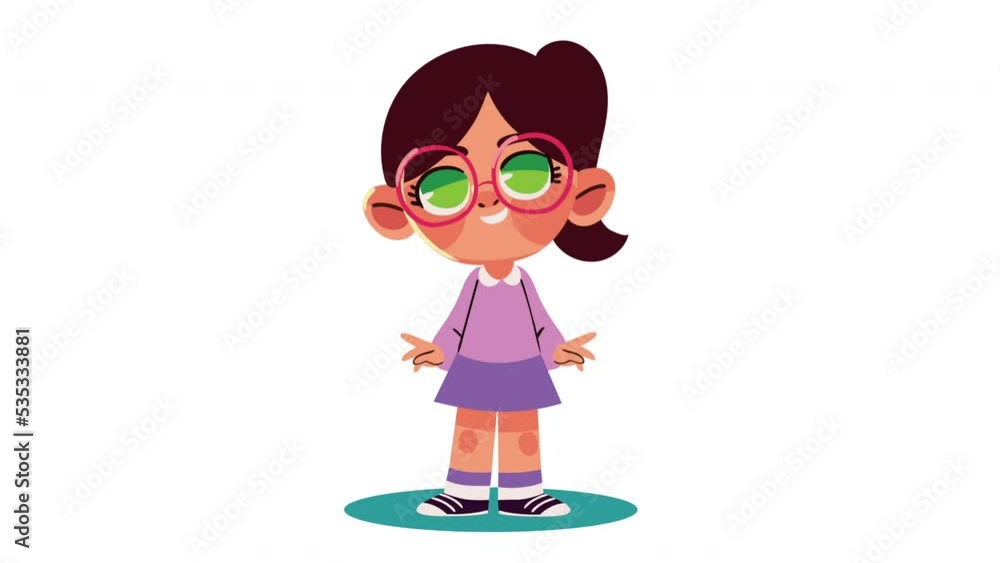 little girl wearing eyeglases animation little girl wearing eyeglases animation